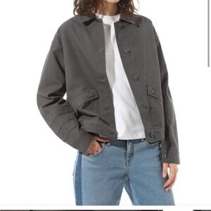 Vans Sophie full button down grey cotton collard jacket coat Medium